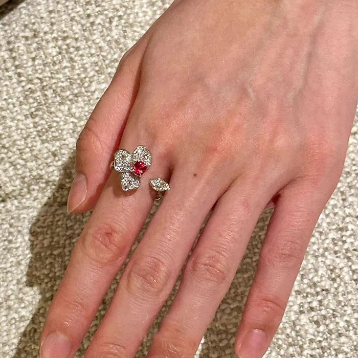 Authentic The Crimson Bloom Crystal Solstice Ring
