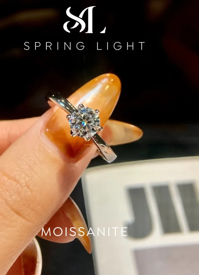 Authentic 0.5ct 1ct Real Moissanite Ring Engagement Wedding Diamond Rings for Women 925 Sterling Silver Luxury Quality Jewelry