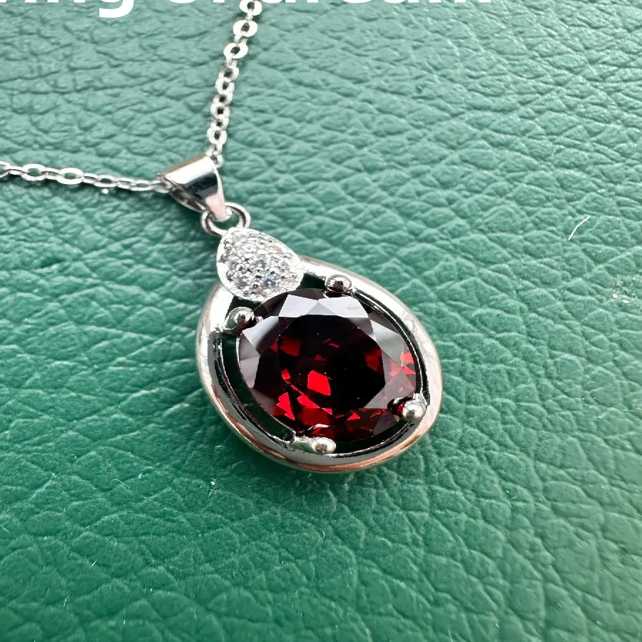 Authentic Luxury 925 Sterling Silver Jewelry Set, Inlaid With Red Crystal Zircon Necklace Earrings Ring Women's Couple Jewelry Set