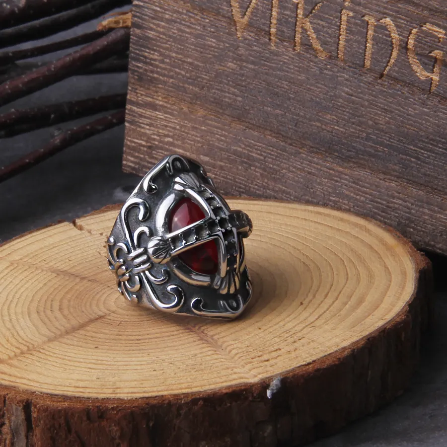 Authentic Never Fade Cross Shape Ring Electro- Optical Pattern Ring Accessories Jewelry With Wooden Box