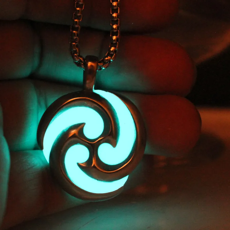 Authentic 316L Genshin Impact Electro Necklace Pendant Glow In The Dark Game Necklace Boys High- Q