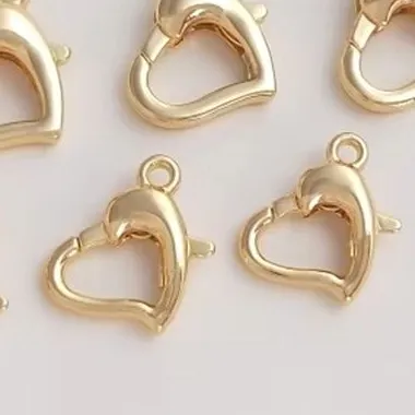 Authentic 14K Gold Plated Heart-Shaped Lobster Clasp, Spring Clasp, Handmade Jewelry, Bracelet, Necklace, End Clasp, DIY