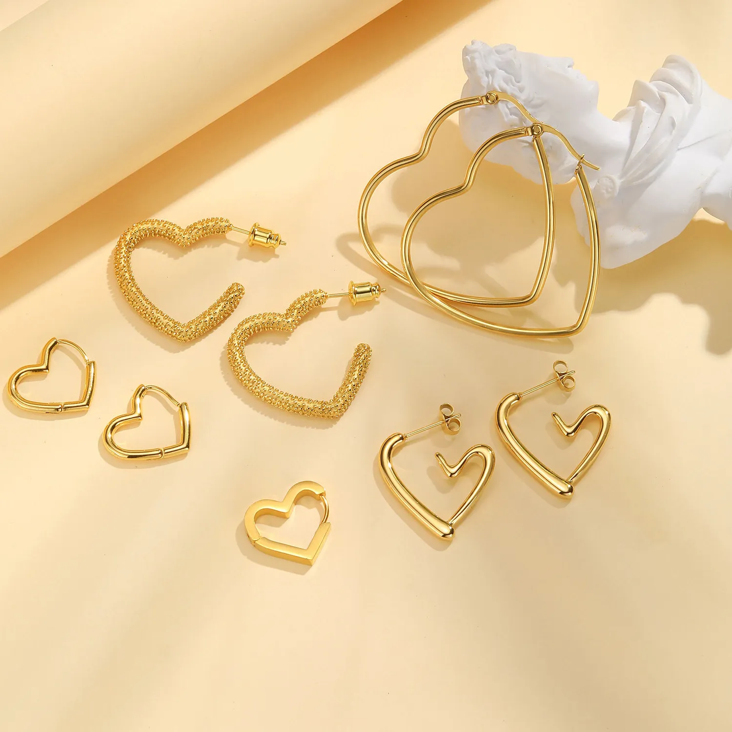 Authentic Love Shape Heart Earrings For Women Stainless Steel Ear Hoops Gold Plated Jewelry