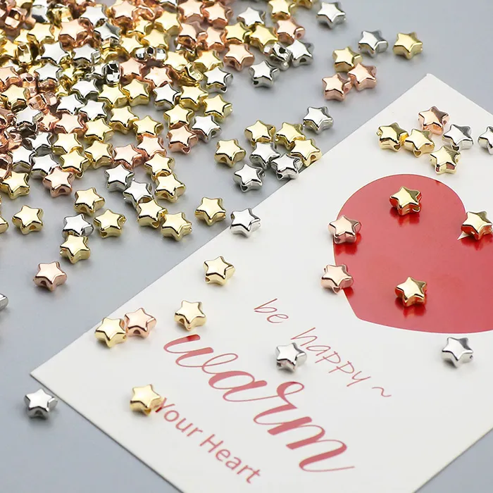 Authentic 6mm 100~400pcs Star Shape CCB Bead Spacer Gold/Silver Plated Loose Beads For Jewelry Making Accessories DIY Necklace