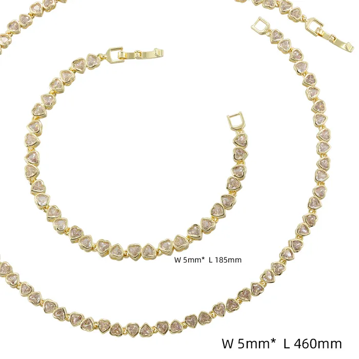 Authentic Radiant Heart Zirconia Gold-Plated Tennis Set