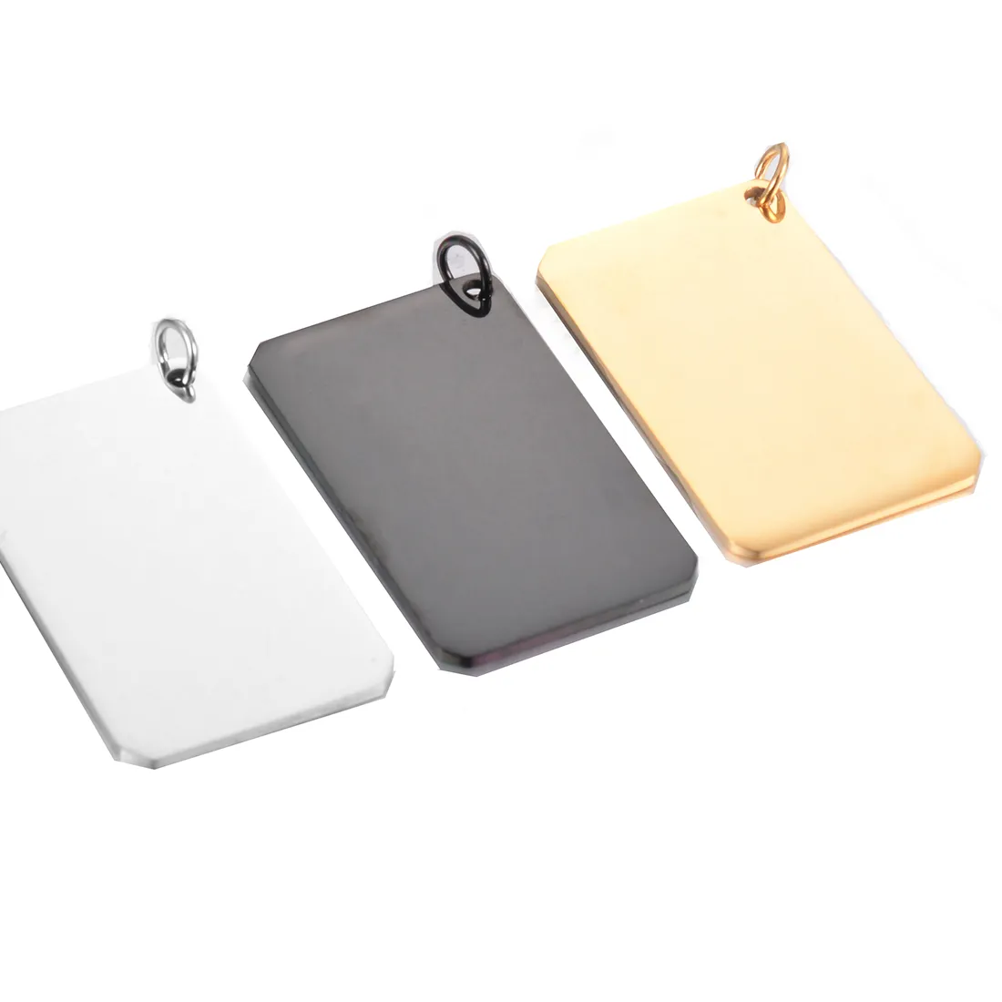 Authentic 10Pcs Rectangular Dog Tag 30x50mm Stainless Steel Mirror Polished Blank  Accessory for DIY Necklace Keychain Pendant