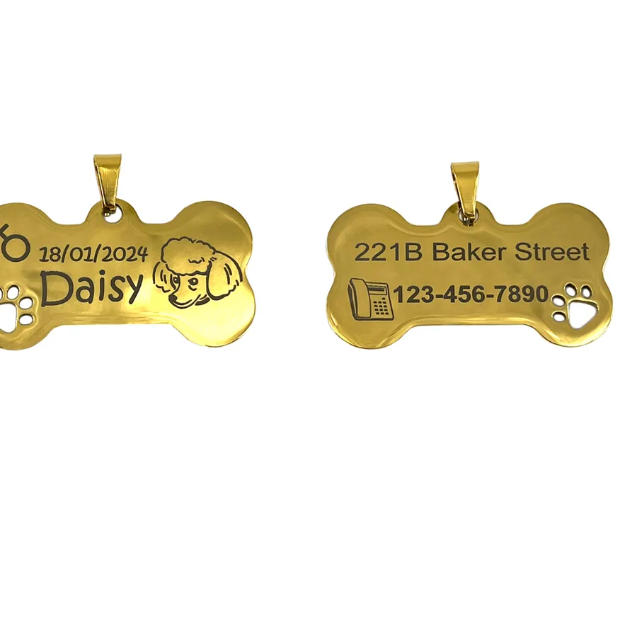 Authentic Customized Dog Collar Tag Color Bone Pendant for Dog Medal with Engraving Name Personalized Number Kitten Puppy Cat Accessories