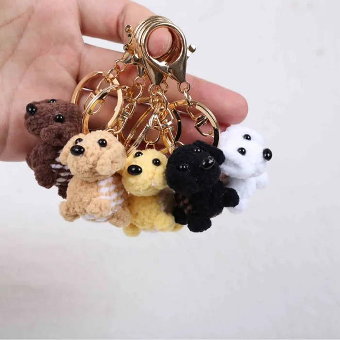 Authentic Mini Puppy Series Crochet Keyrings Knitting Small Dog Keychain For Keys Pendant Cute Puppy Keychain Custom Accessories