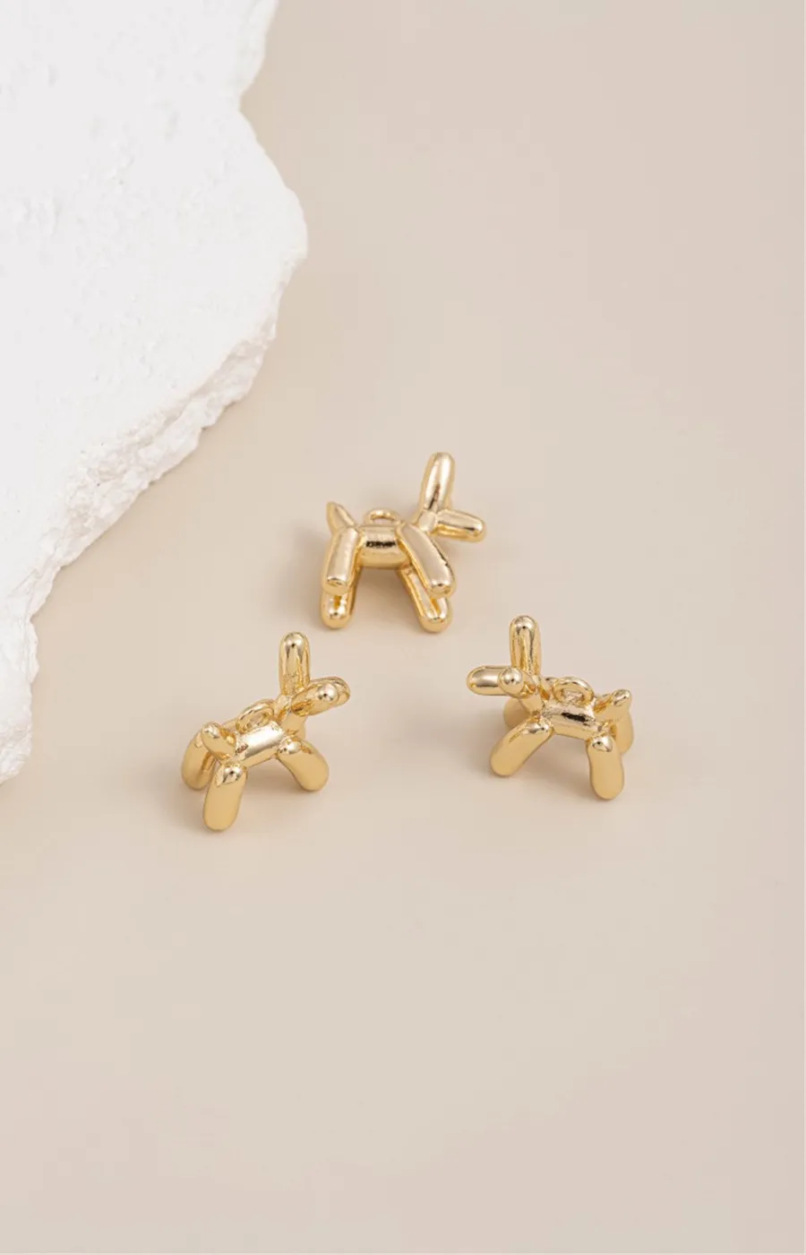 Authentic 1pcs 14K Gold-plated Cute Balloon Dog, Elk and Deer Pendant, Diy Original Jewelry Bracelet Accessory
