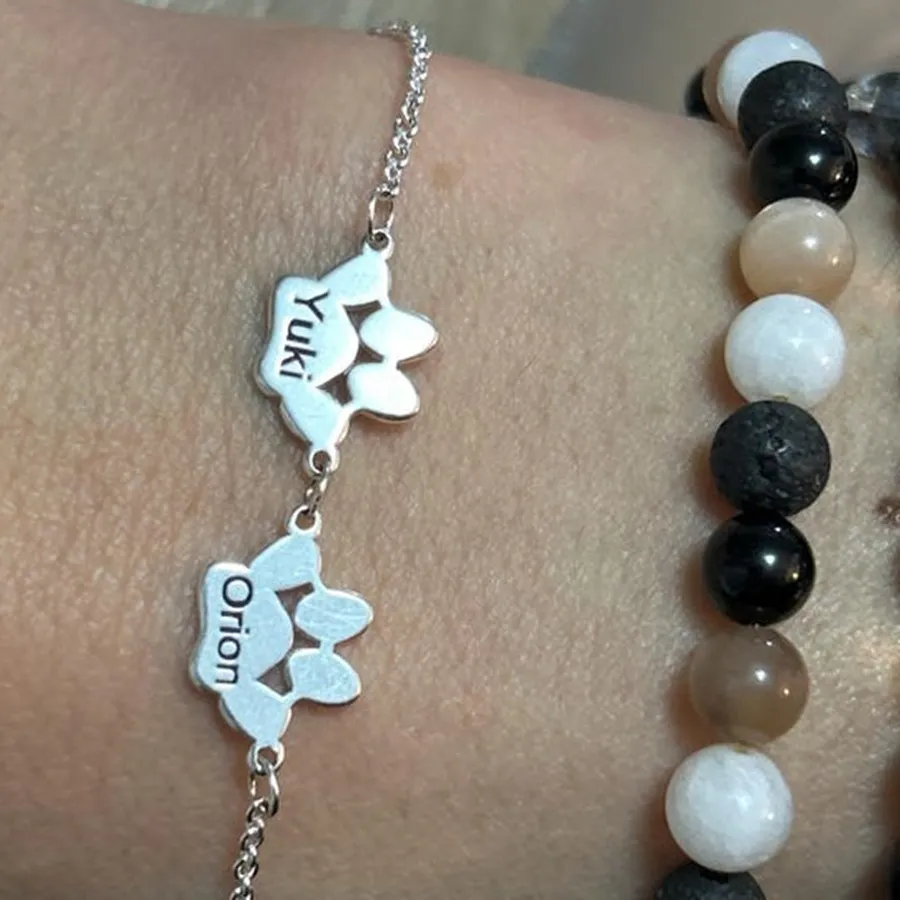 Authentic Celestial Guardian Paw Print Engraved Talisman - Eternal Soul Connection Anklet