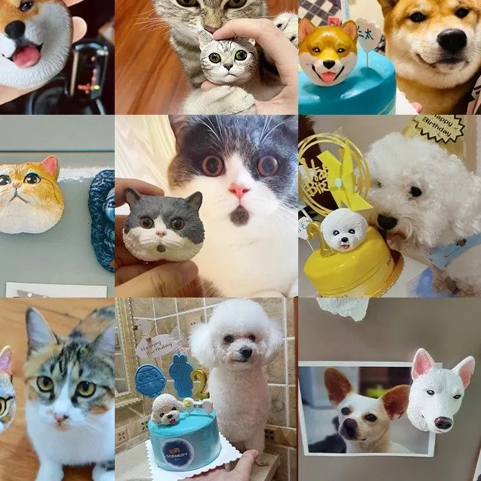 Authentic Custom 3D Pet Photo Jewelry Customized Dog Head Ornament Personalized Cat Pet Full- Body Portrait Sculpture Lover Ideas