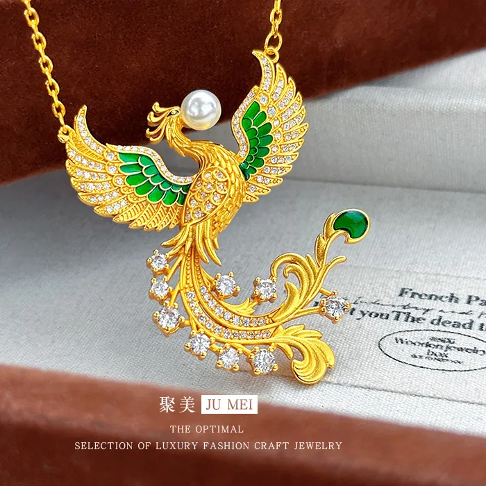 Authentic 24K 9999 Pure Gold Real Gold Phoenix Pendant Necklace