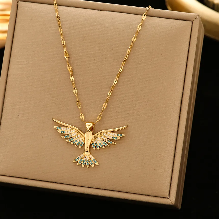 Authentic Yupsk Cubic Zirconia Phoenix Pendant Necklace for Women Buling Crystal Jewelry