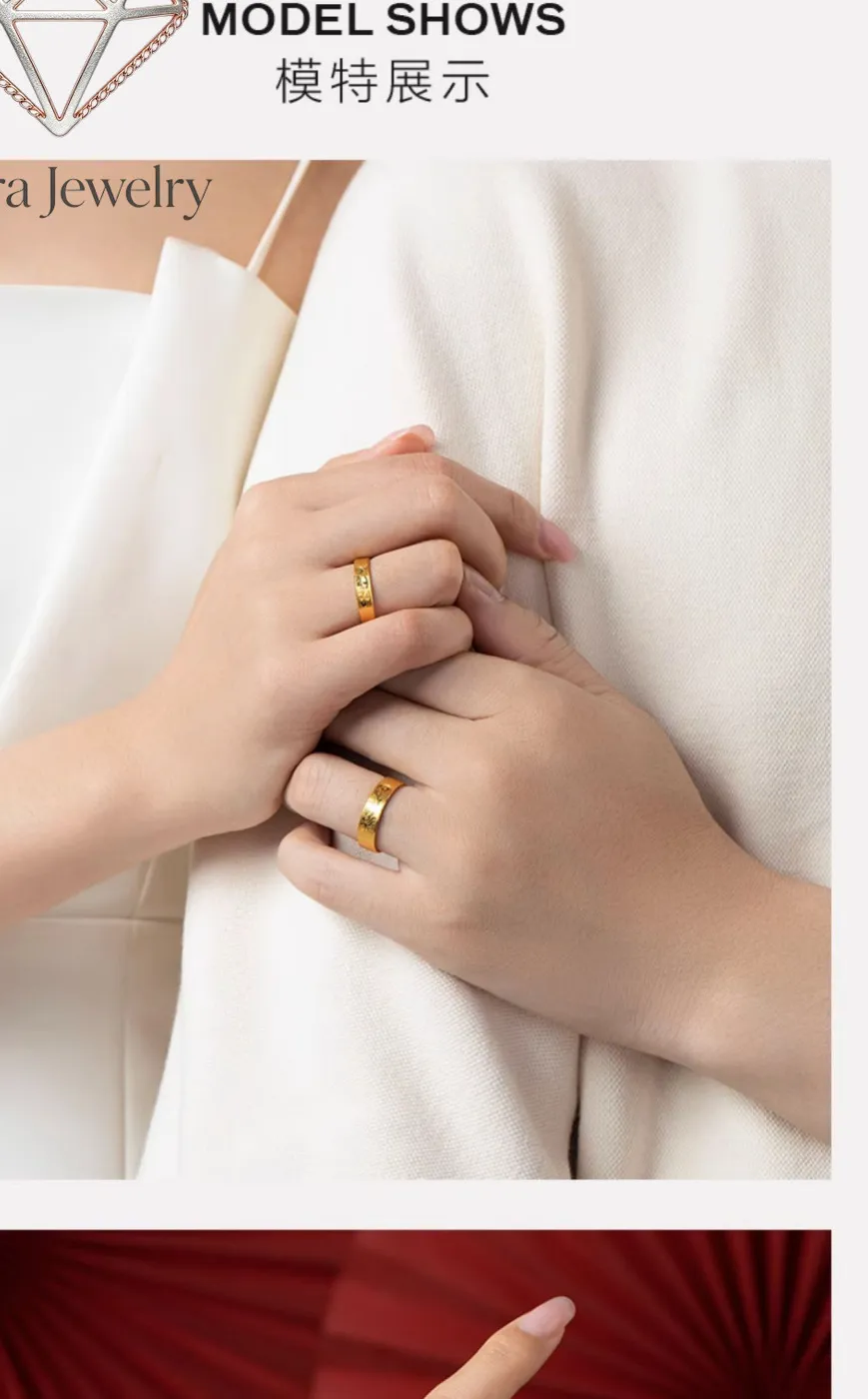 Authentic Dragon's Harmony: Phoenix's Ascension - A 24K Golden Couple's Ring of Eternal Bliss