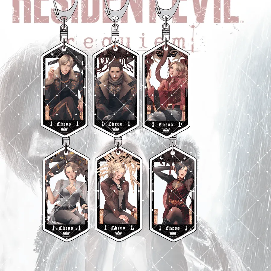 Authentic Resident Evil 6cm Acrylic Stand Keychain Leon Jill Chris Ada Game Figure Bag Pendant Decor Collection Gift For Fans