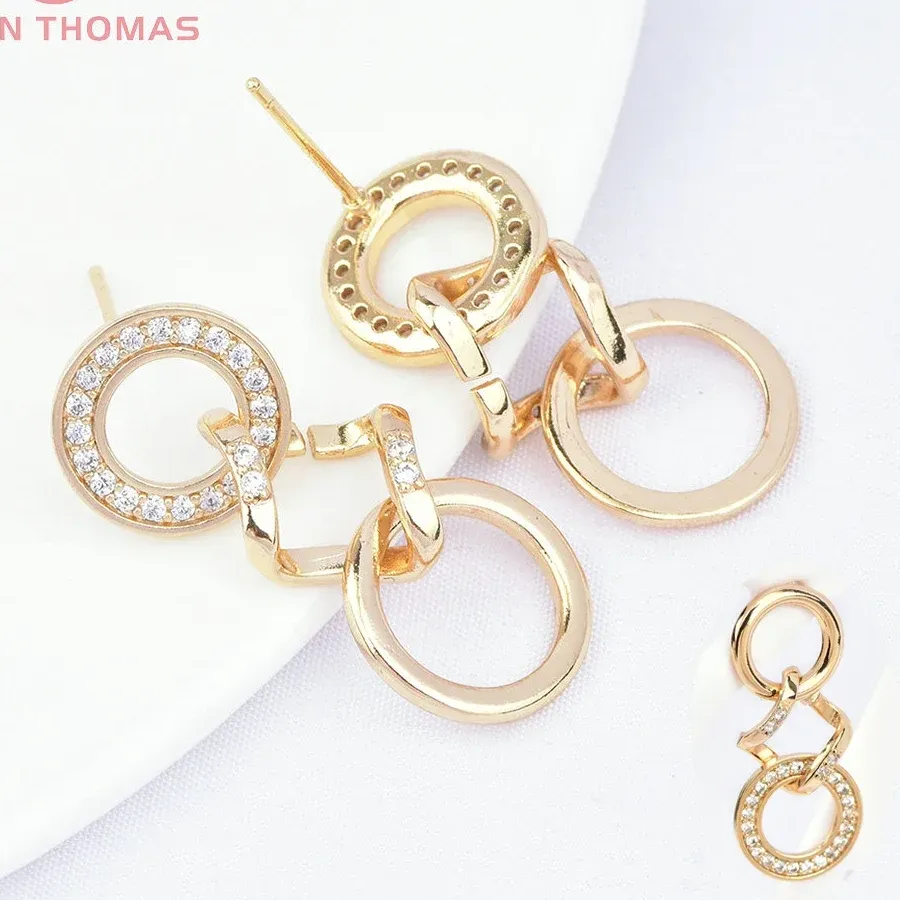 Authentic Twin Radiant Circles: 24K Gold-Plated Earring Duo for Inner Harmony