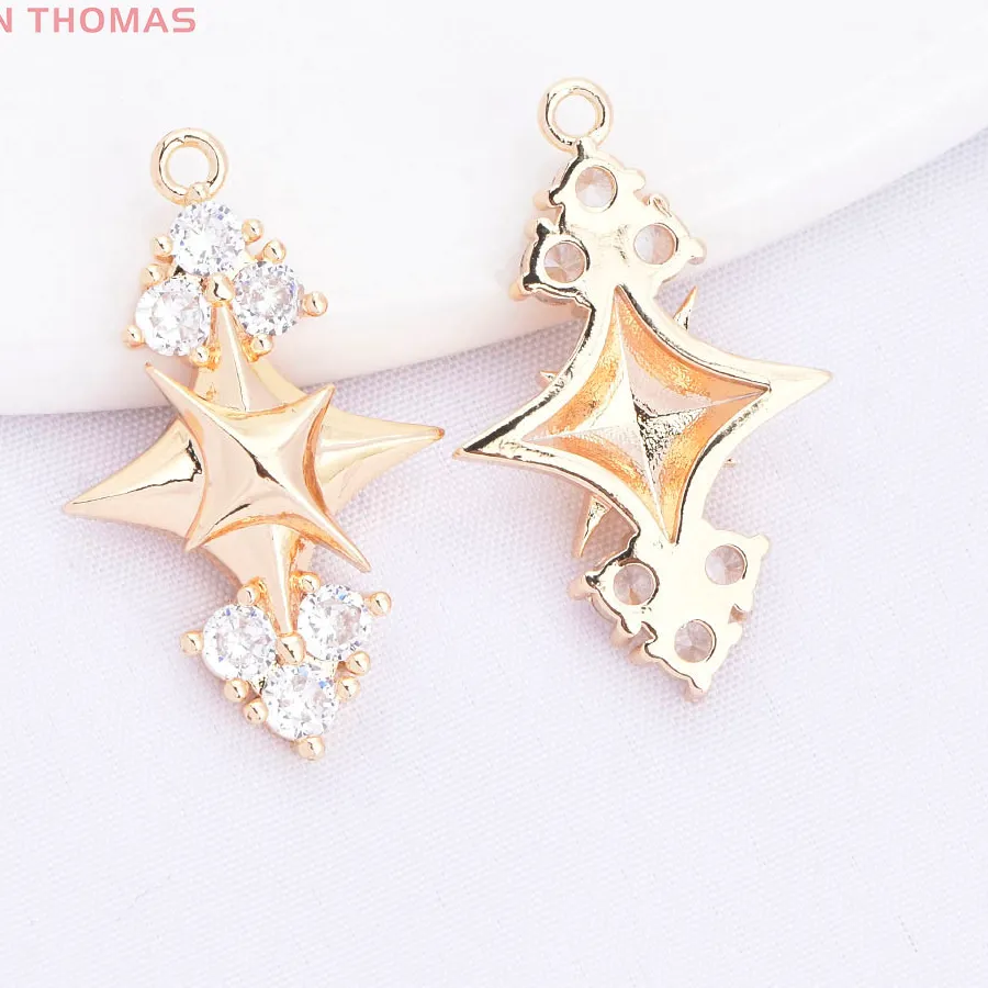 Authentic Twin Stars Of Celestial Radiance Gold- Plated And Zircon Pendant Charms