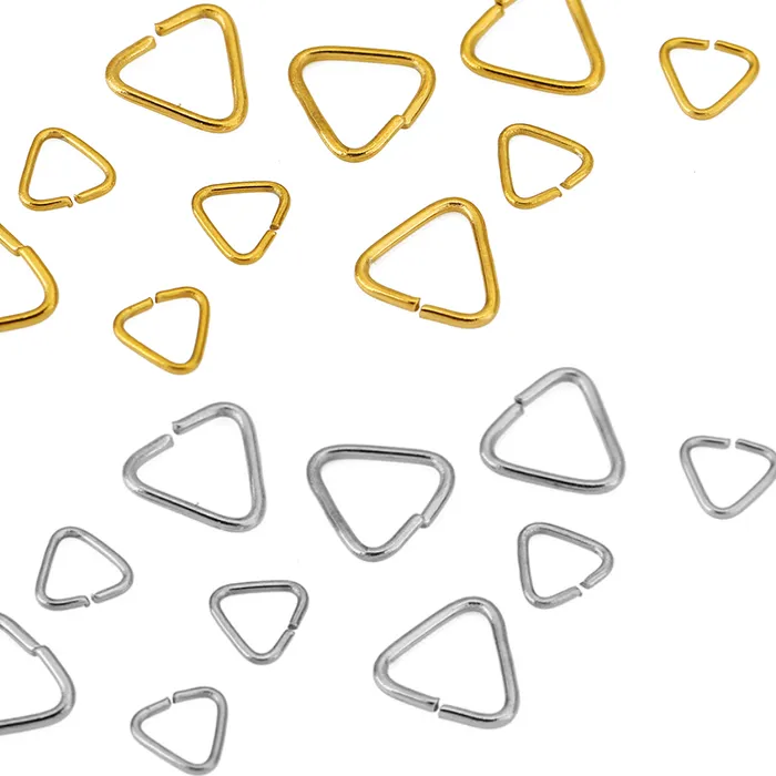 Authentic 50pcs 5mm 8mm Triangle Jump Rings PVD Never Fade Split Rings End Necklace Connectors For Bracelet Jewelry Making