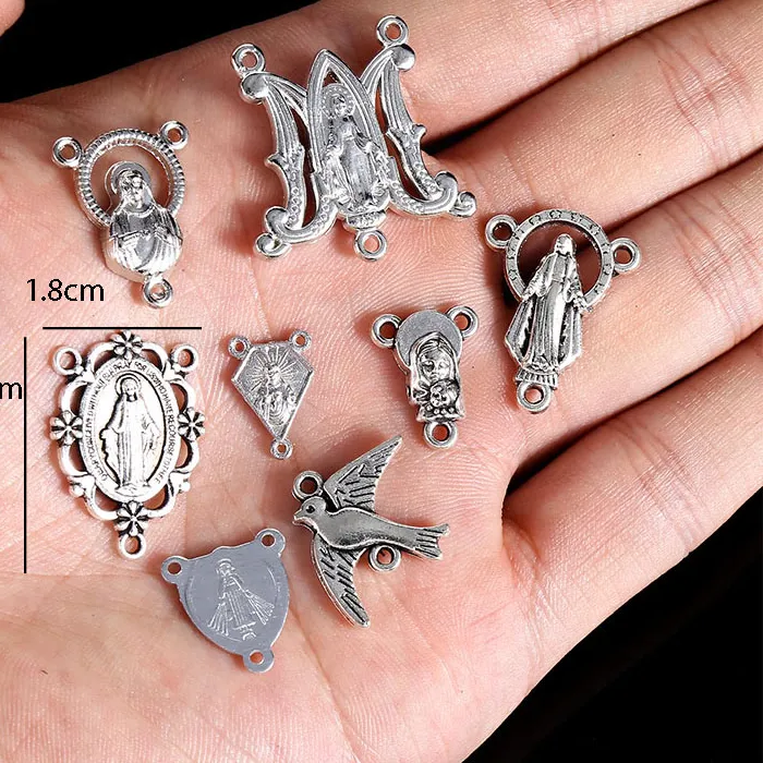 Authentic Catholic Rosary Connector Rosary Necklace Bracelet Connector, Many Jesus Christ Statue Necklace Bracelet Triangle Medal,