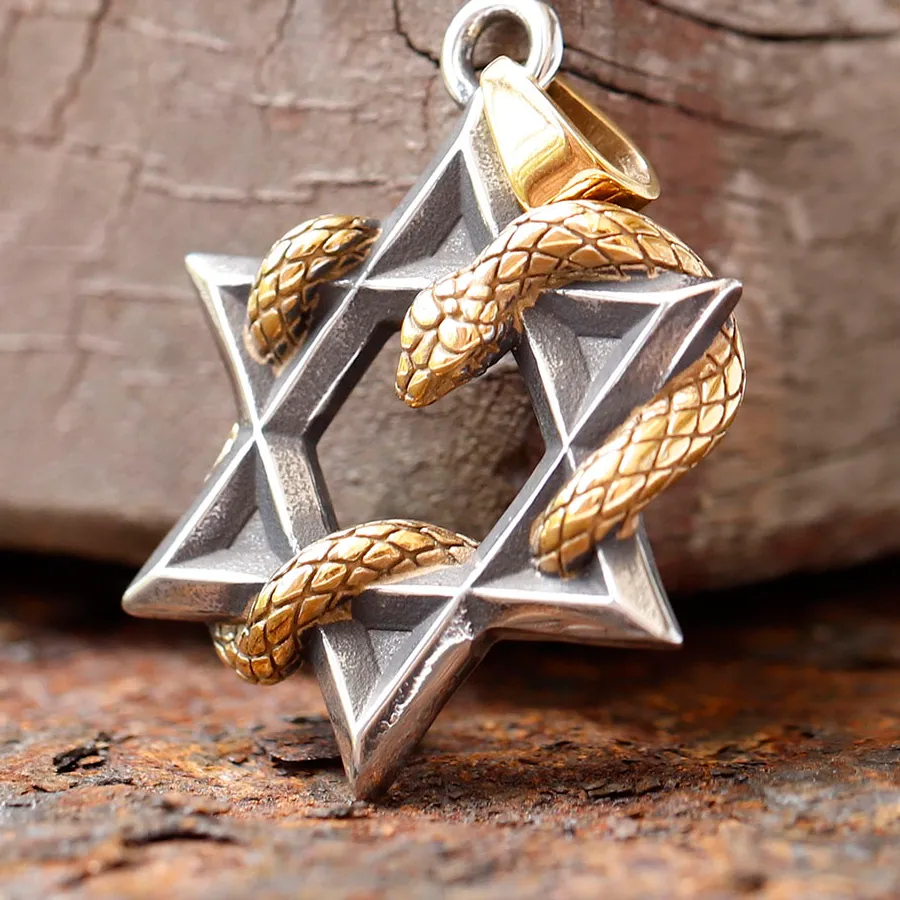 Authentic 2024 Design 316L five-pointed star Snake Pendant Necklace For Men Cool Gothic Animal Jewelry For Teens