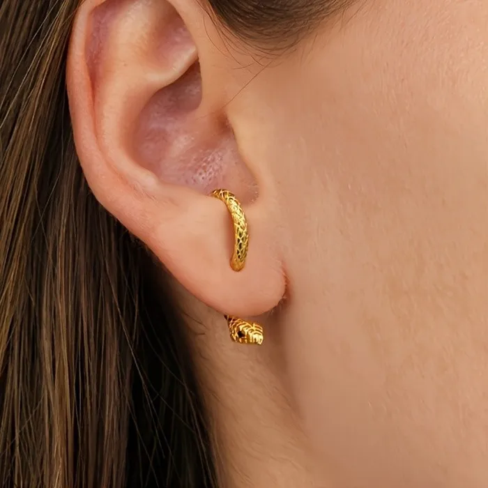 Authentic 1 Pair Gold Silver Color Snak Earrings For Women Punk Gothic Serpent Screw Studs Earring Cool Men Jewelry E956