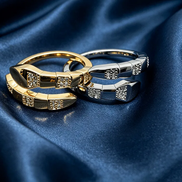 Authentic Gold & Silver Plated Trendy Adjustable Snake Zircon Ring, Women's Daily Party & Wedding Wear Light Luxury Jewelry for Girls