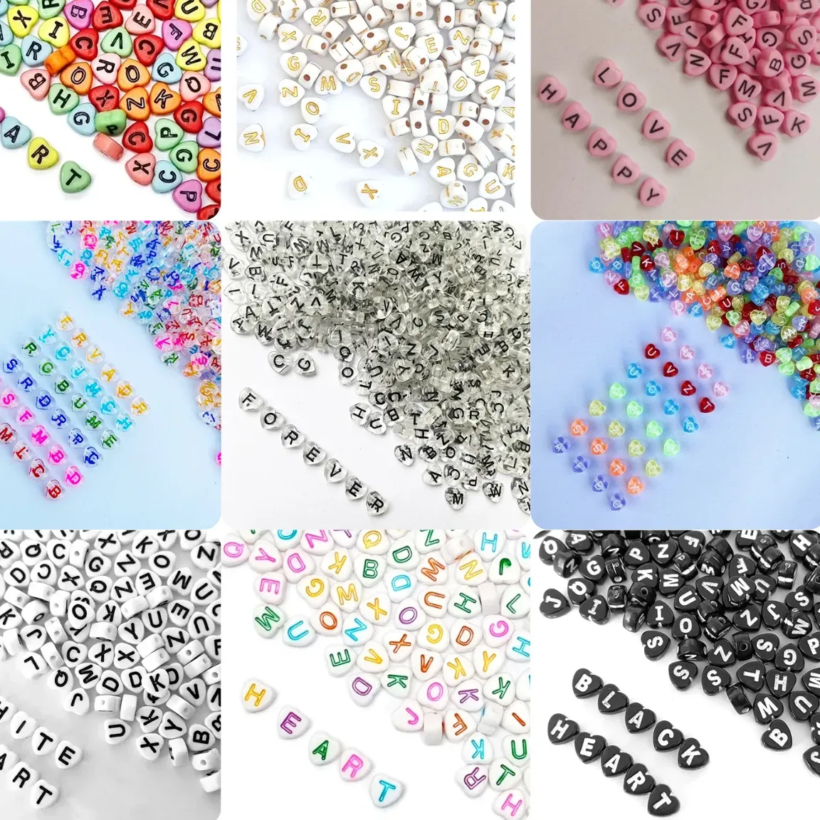 Authentic 100-500pcs Colorful Heart Shape Letter Beads Acrylic Alphabet Spacer Beads For Jewelry Making Handmade DIY Bracelet Accessories
