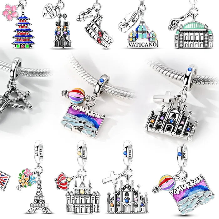 Authentic Architecture Series Charms Beads 925 Sterling Silver Sagrada Familia Empire State BULIDangle Fit Original Bracelet Women Jewelry