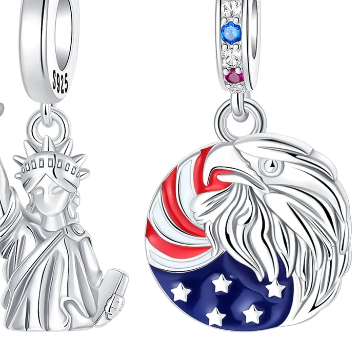 Authentic The Beacon of Liberty: Statue of Liberty and Bald Eagle Sacred Dangle Charm