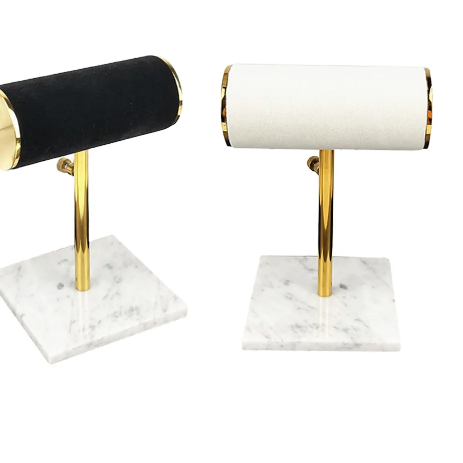 Authentic Luxury Marble Base T-bar Jewelry Bracelet Necklace Watch Display Stand Holder
