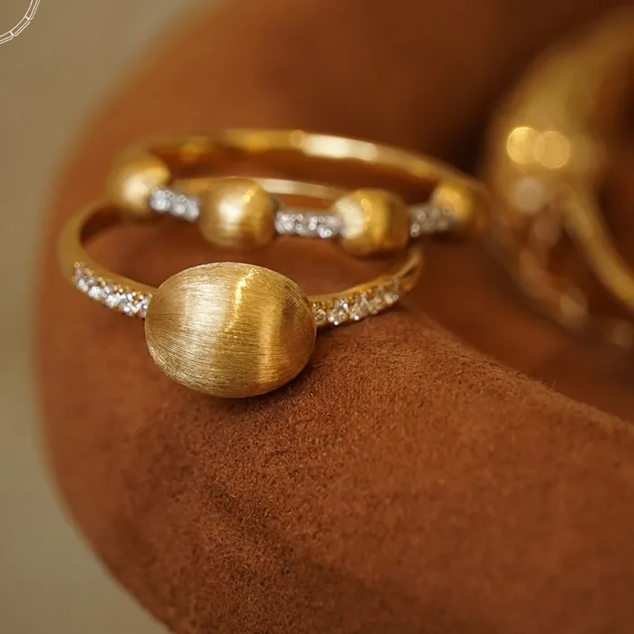 Authentic Aazuo Vintage Jewelry Real 18K Solid Yellow Gold Natrual Diamonds Fairy Rings For Woman&Girls Birthday Party Au750