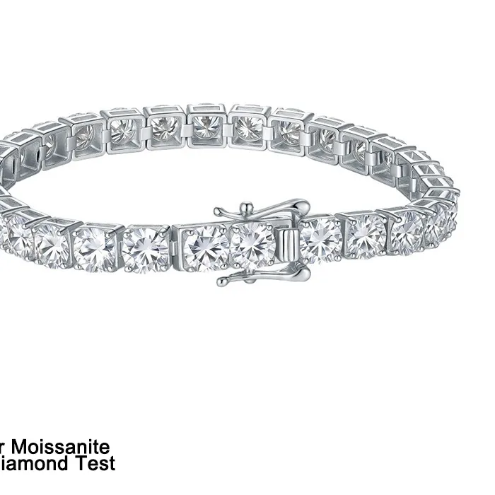 Authentic 2-3-4-5-6.5mm Full Moissanite Diamond Tennis Chains Bracelet All Moissanite Hip Hop Hand Chain Plate 18k Fine Jewellery GRA