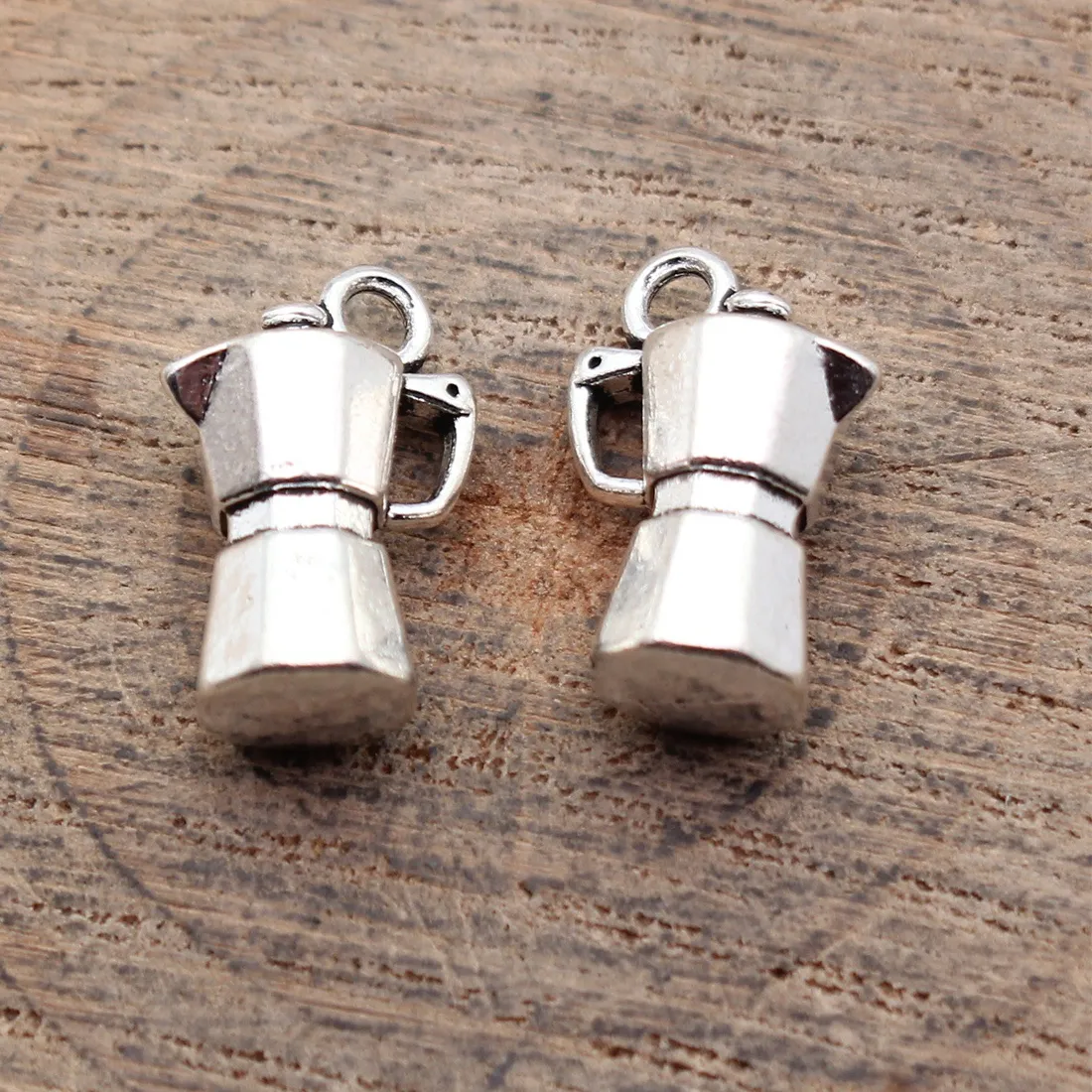 Authentic 20pcs 15x10x6.9mm(0.59x0.39x0.27inch) Antique Silver Color 3D Espresso Pot Charms Pendants DIY Jewelry Making Accessories
