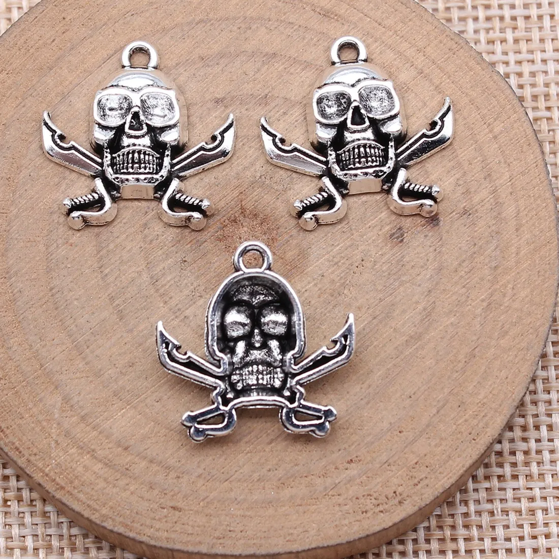 Authentic Pirate's Bounty: 20 Enchanted Silver Skull Charms for Protection and Adventure