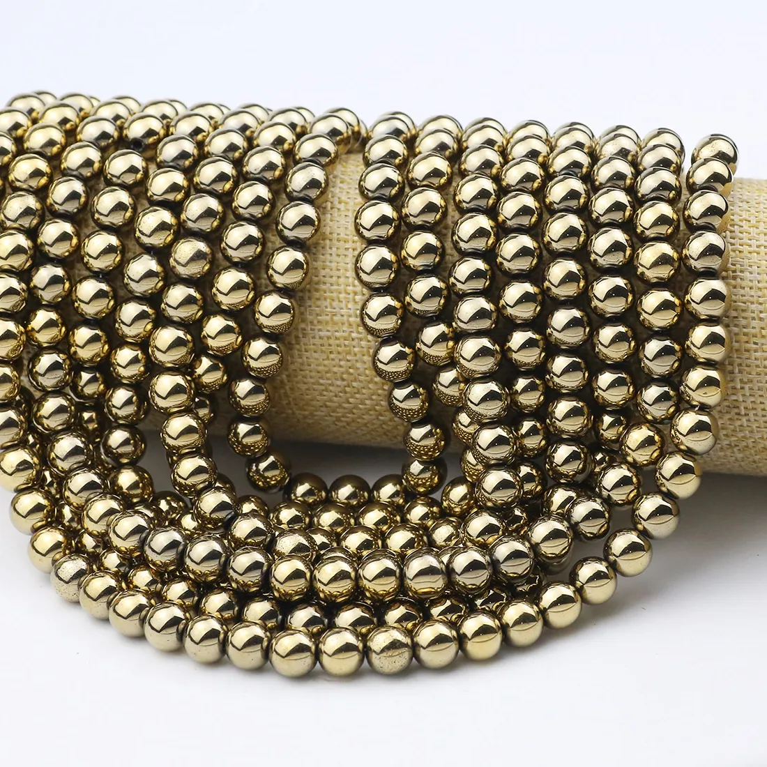 Authentic 2 3 4 6 8 10Mm Yellow Color Smooth Round Hematite Stone Loose Beads For Jewelry Making Bracelets Earrings Diy Accessories