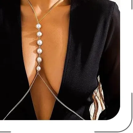 Authentic 14K Gold printed Body Chains for Women Summer Beach Vacation Body Chain Sexy Belly Waist Chains Layered Rhinestone Crossover Bikini Bra Body Jewelry