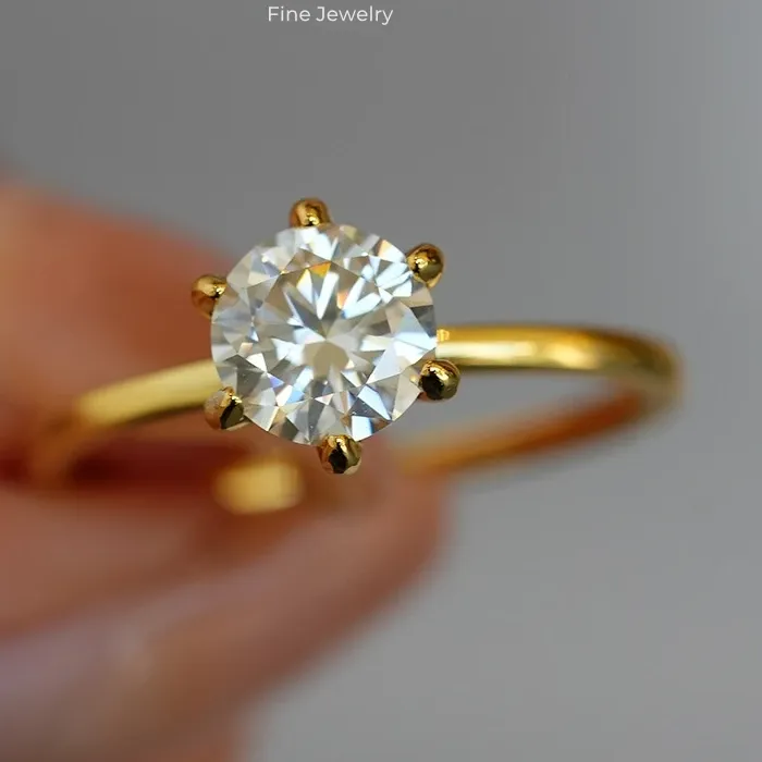 Authentic Engagement 18K Gold Women Wedding Band 0.5/1/2CT Moissanite Diamond Girl Friend Valentine's Day Lover Birthday Gift Fine Jewelry