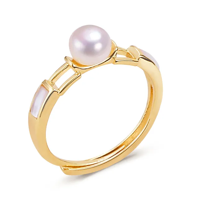 Authentic ZHBORUINI Design Ins Natural Freshwater Pearl Ring Simple Small And Exquisite Shell 14K Gold Plated Ring Jewelry For Woman Gift