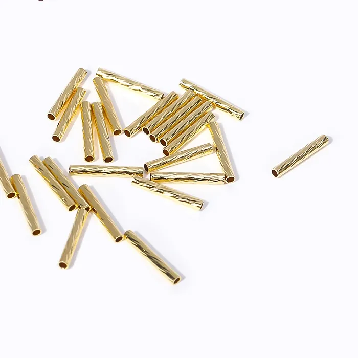 Authentic 1.5X10MM Brass Metal Straight Tube Beads 18K Gold Plated Hollow Tube Beads Jewelry Connectors,DIY Jewelry Making Accessories