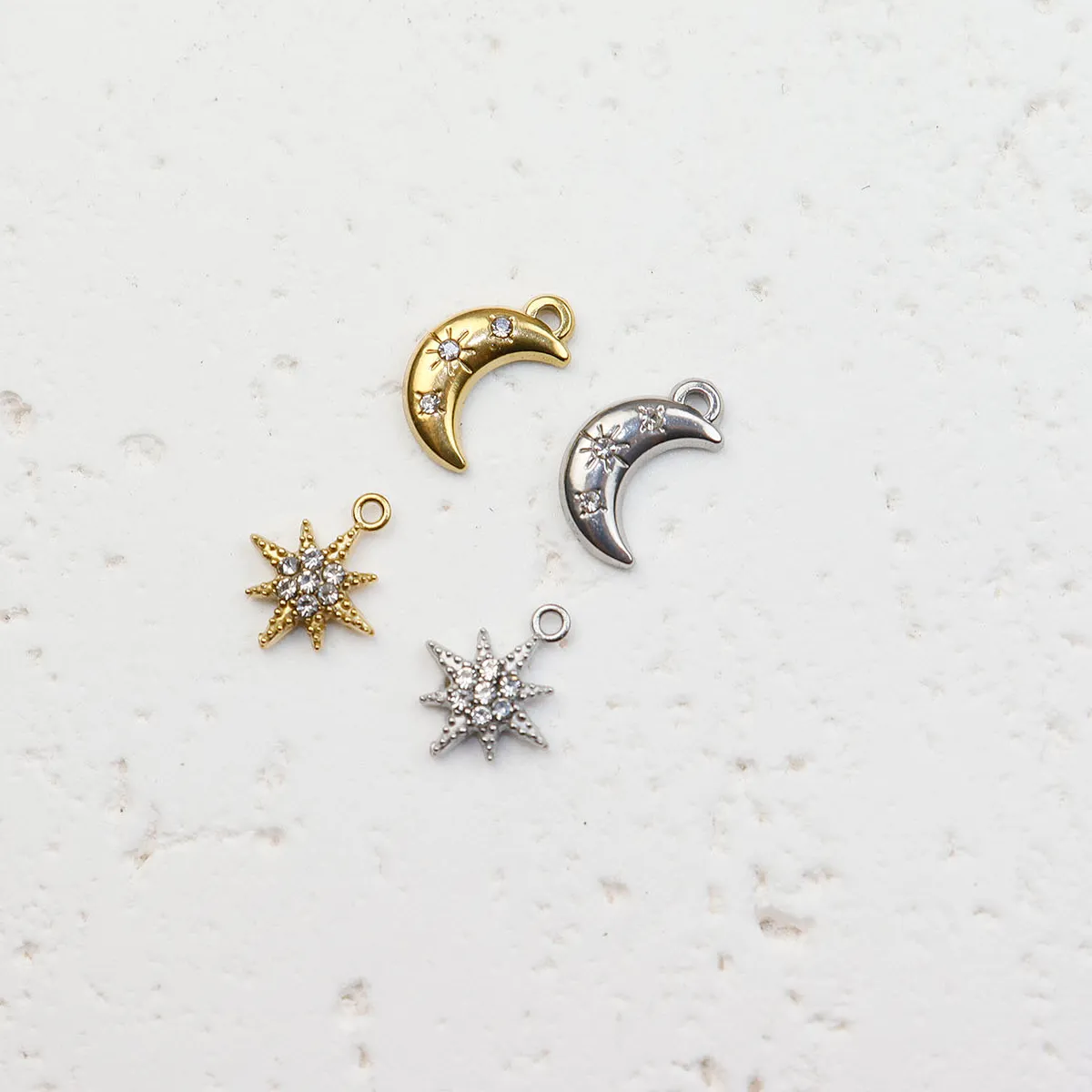 Authentic 5pcs Stainless Steel Flower Jewelry Charms Necklace Accessory Hand Making High Quality Vacuum Plated WaterProof