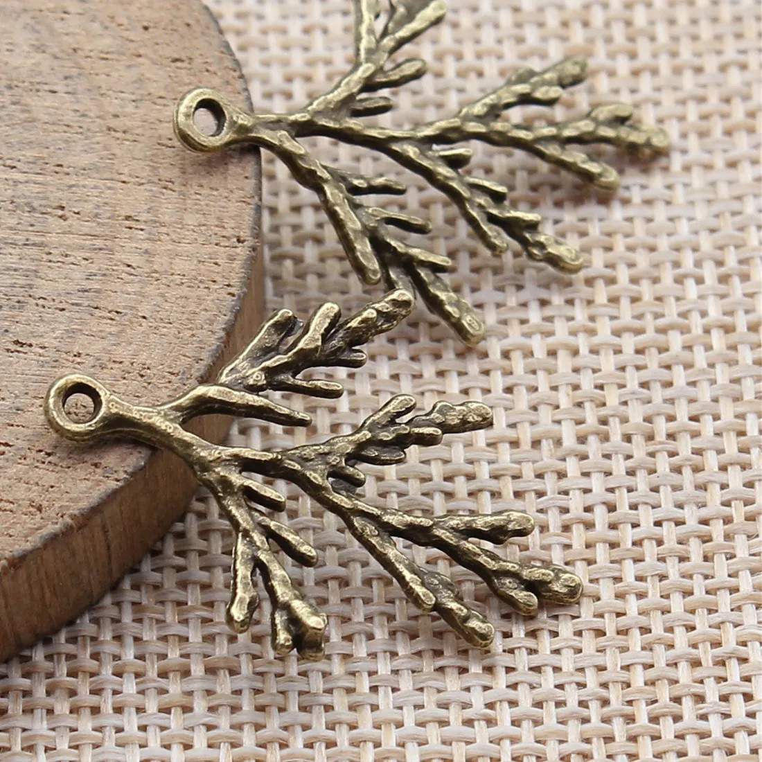 Authentic 20pcs 34x23mm(1.34x0.91inch) 2 Colors Cypress Leaf Charms DIY Hand Crafts Jewelry Findings