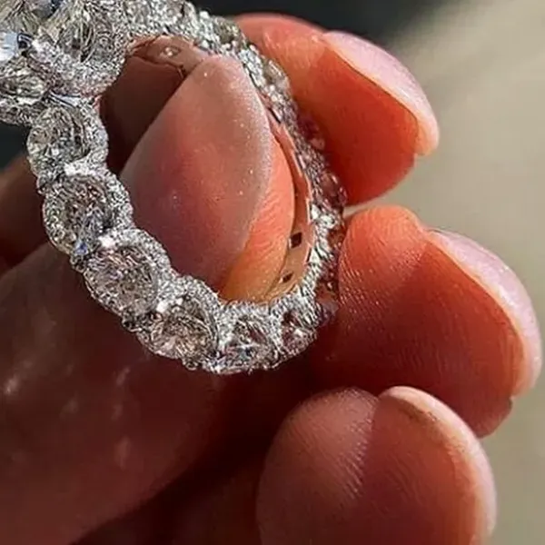 Authentic Luxury Vintage Retro 925 Sterling Silver Designer Engagement Ring for Women Party Lady Finger Jewelry