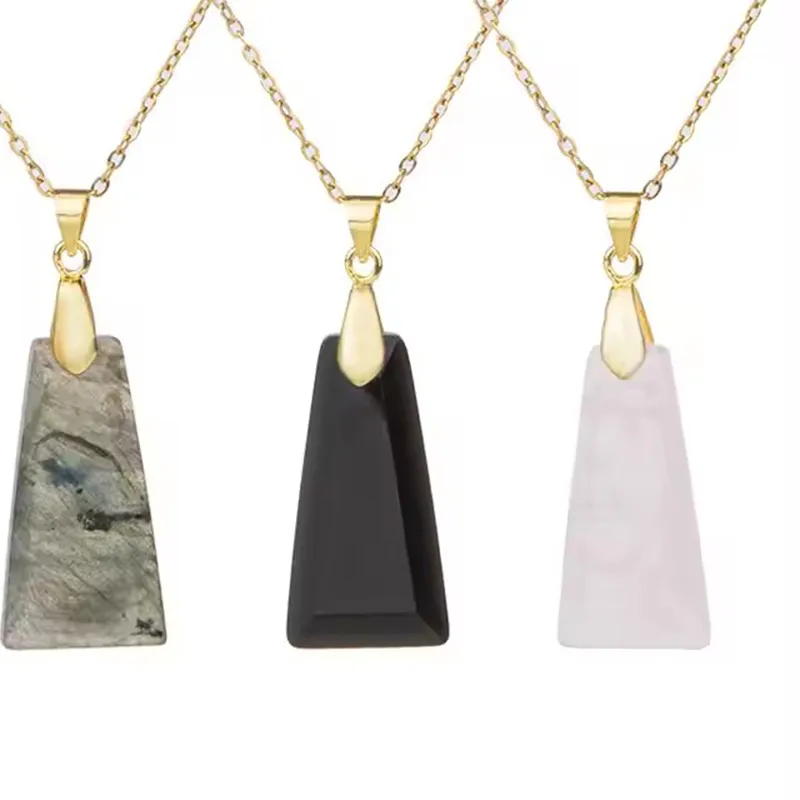 Authentic Sacred Rose Quartz & Citrine Geometric Talisman Pendant- Enchanted Gold- Plated Crystal Necklace Of Love