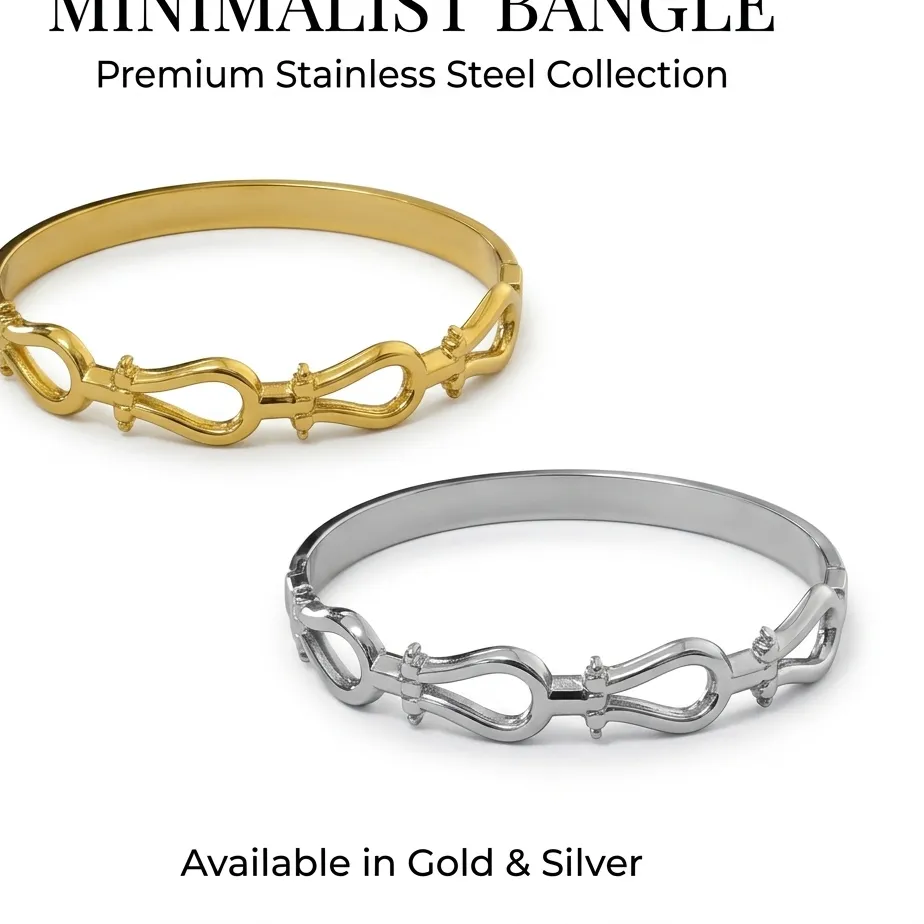 Authentic JP One Elegant Gold Color Snap Bracelet, Stainless Steel Horseshoe Design Bangle, Luxe Feel Women Jewelry (60mm Inner Diameter)