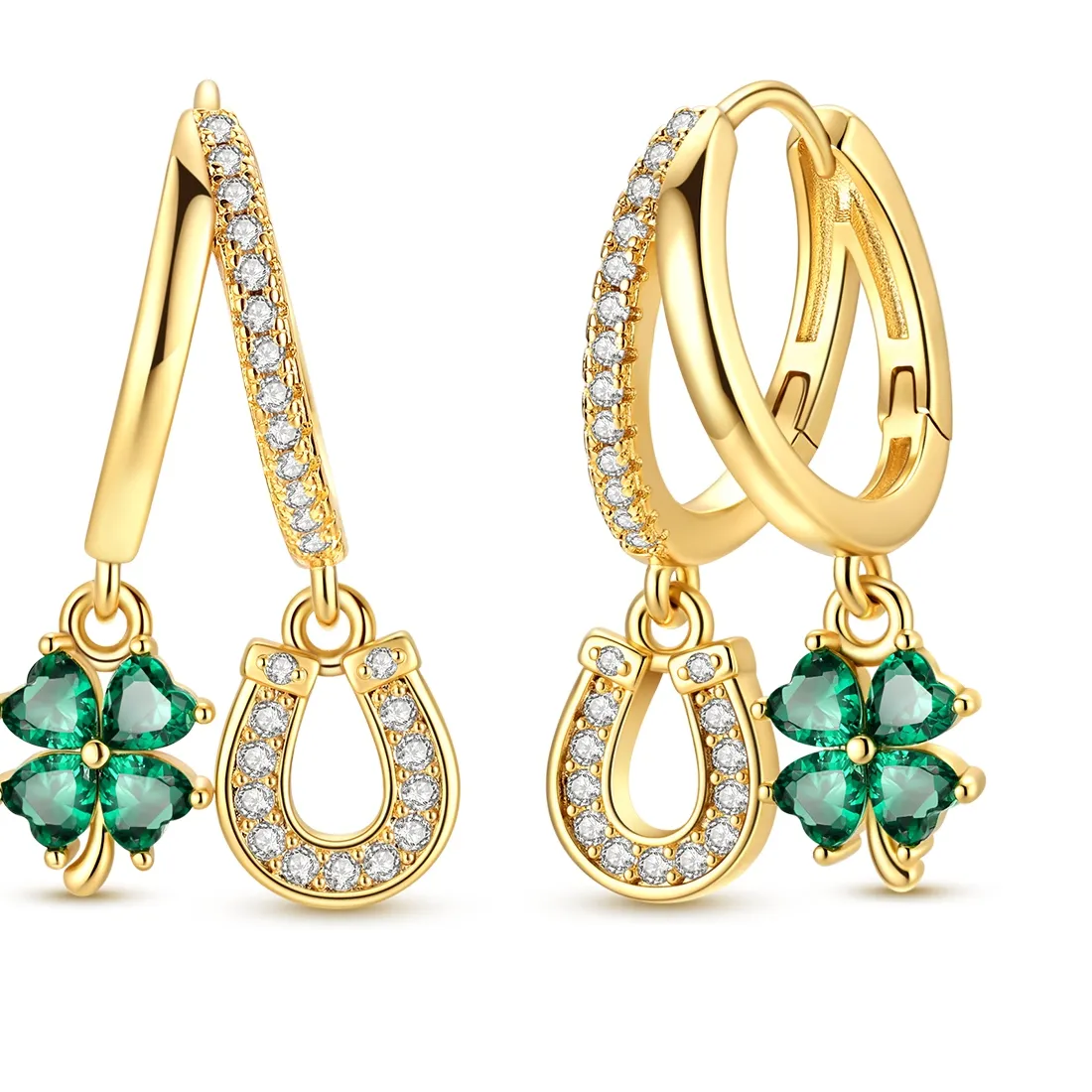 Authentic The Gilded Talisman of Fortune: Horseshoe and Clover Hoops