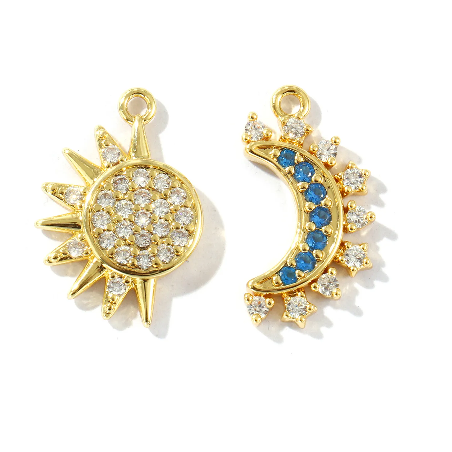 Authentic The Celestial Harmony: Sun and Moon 18K Gold-Plated Galaxy Charms