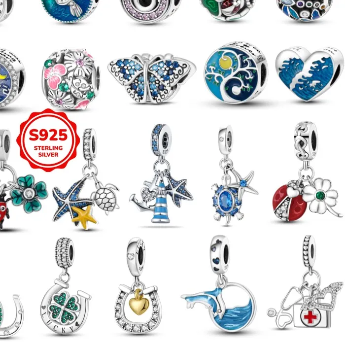 Authentic 925 sterling silver pendant beads sparkling galaxy bead pendant suitable for original bracelets, women's jewelry gifts