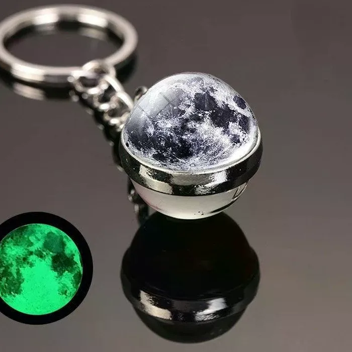 Authentic Sun and Milky Way Galaxy Keychain with Crystal Luminous Nine Planets Decoration for Astronomy Enthusiasts Bag Charm