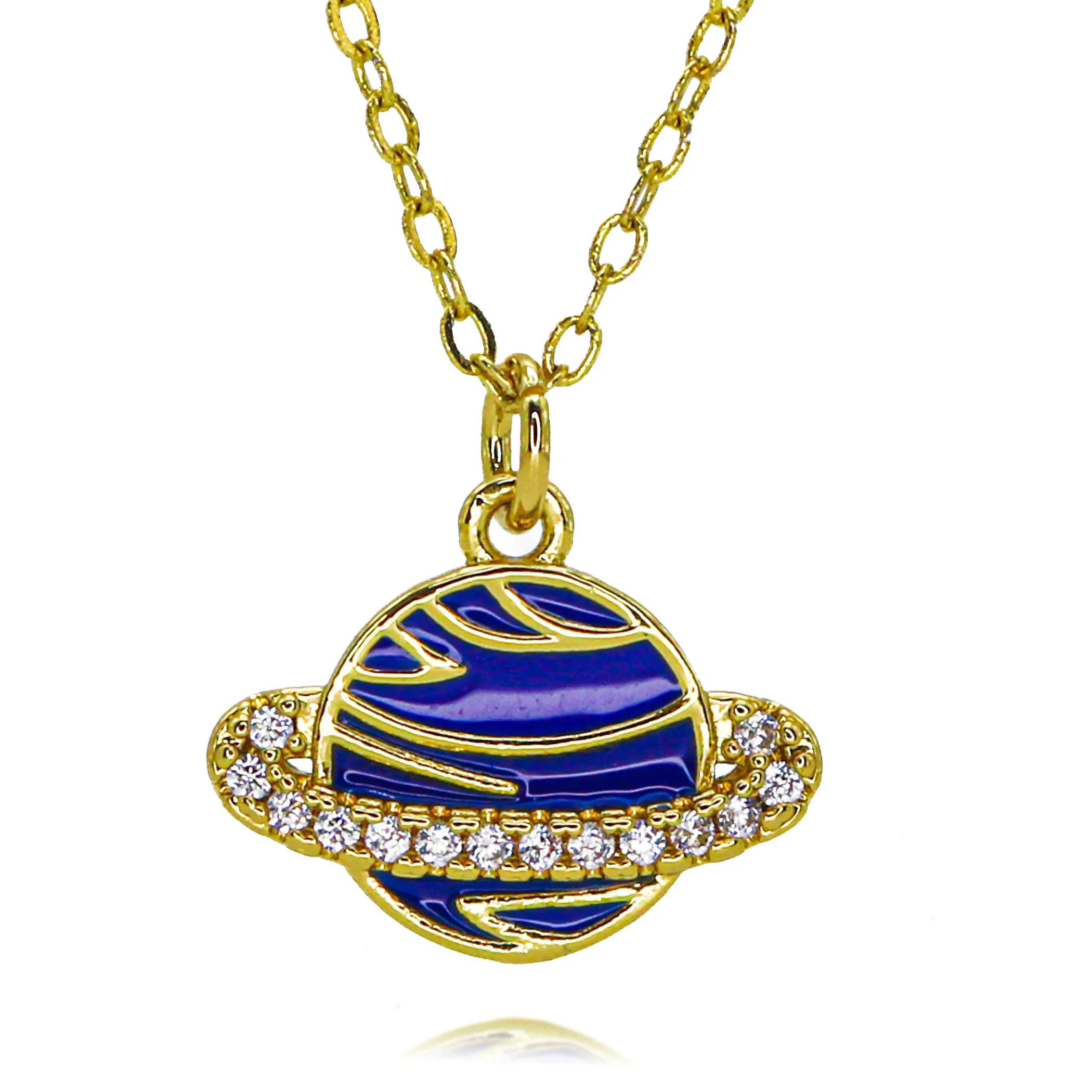 Authentic Gold Plated Saturn Earth Charms for Necklace Bracelets Earrings Zirconia Paved Planet Space Galaxy Pendant DIY Jewelry Accessory