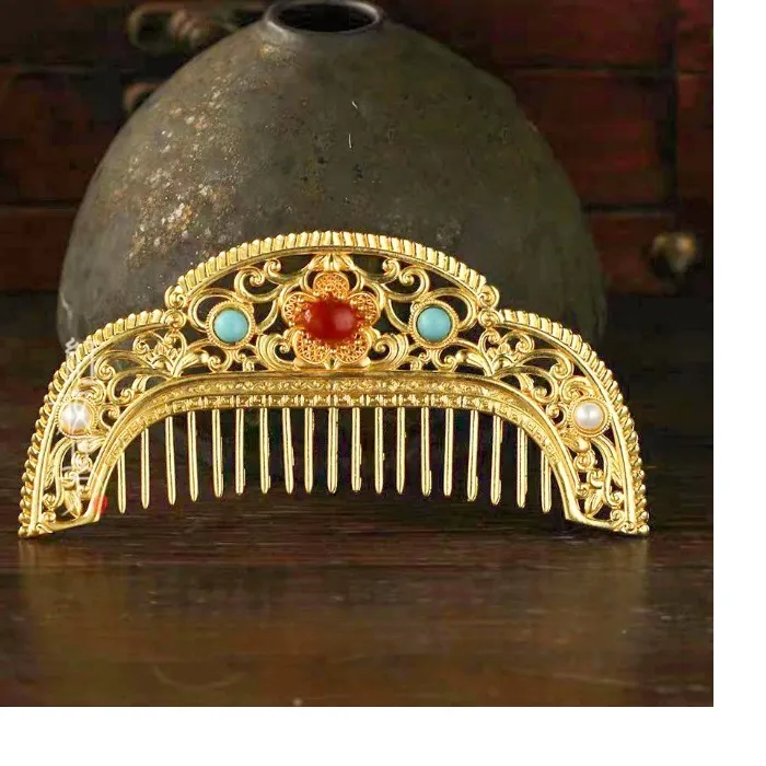 Authentic Celestial Gilded Crest: The Tang Dynasty Court Hair Comb